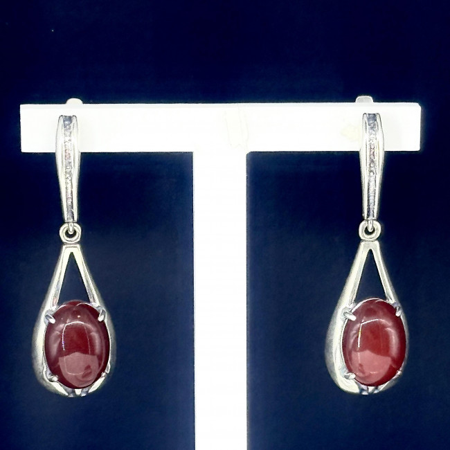 Серьги с10085 (10.63 г), серебро, коричневый, сердолик купить в интернет-магазине Циркон С