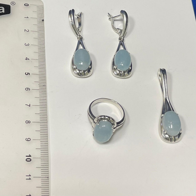Кольцо к10085 (5.39 г), серебро, голубой, аквамарин купить в интернет-магазине Циркон С