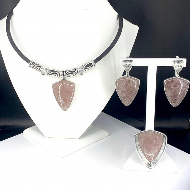 Серьги с10089 (17.56 г), серебро, светло-вишневый, кварцит купить в интернет-магазине Циркон С