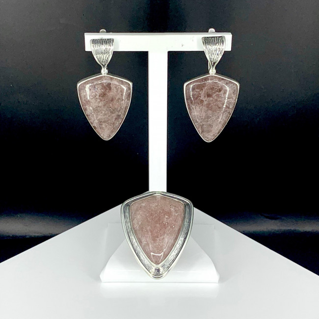 Серьги с10089 (17.56 г), серебро, светло-вишневый, кварцит купить в интернет-магазине Циркон С