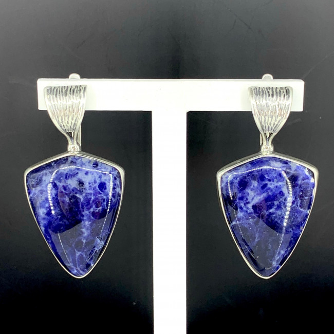 Серьги с10089 (16.49 г), серебро, синий, содалит купить в интернет-магазине Циркон С
