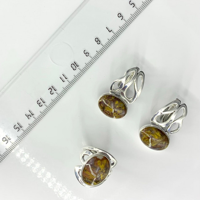Серьги с10091 (12.58 г), серебро, коричневый, петерсит купить в интернет-магазине Циркон С