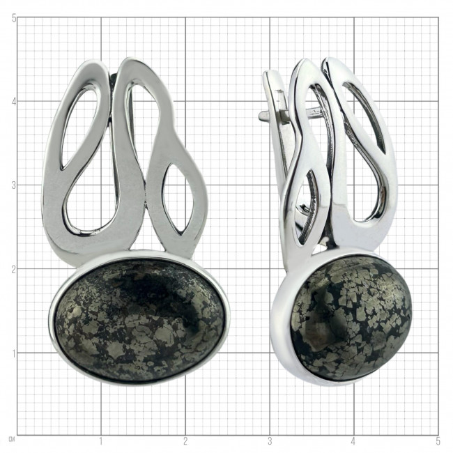 Серебряные серьги Циркон с10091, черный, пирит Серьги с10091 (15.21 г), серебро, черный, пирит купить в интернет-магазине Циркон С