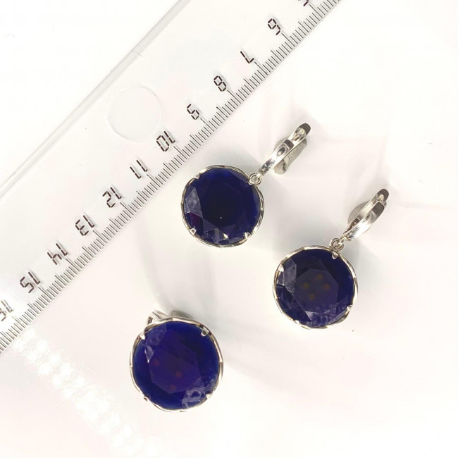 Серьги с10093 (14.40 г), серебро, синий, кварц купить в интернет-магазине Циркон С