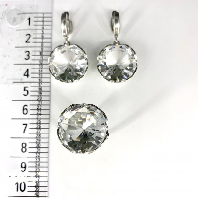 Серьги с10093 (13.78 г), серебро, бесцветный, кварц купить в интернет-магазине Циркон С