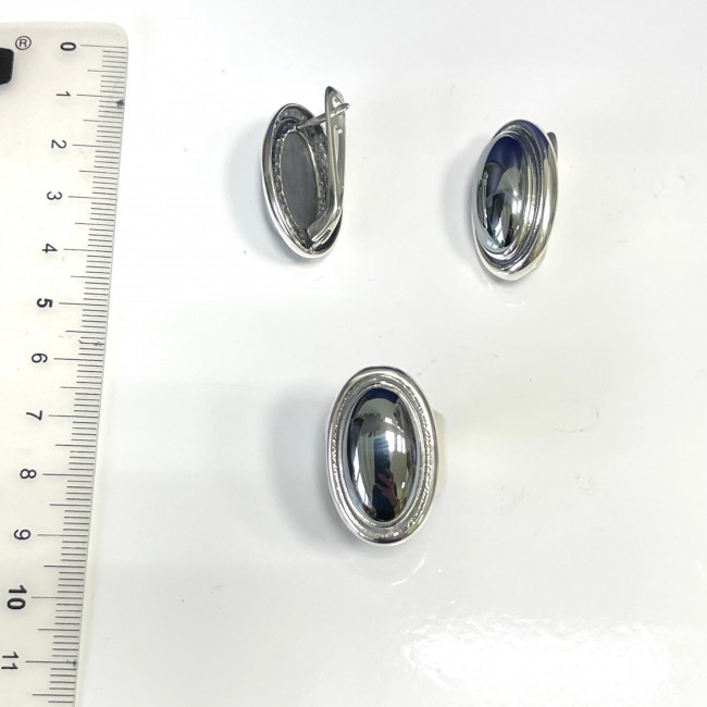 Серьги с10094 (13.96 г), серебро, стальной, гематит (имит) купить в интернет-магазине Циркон С