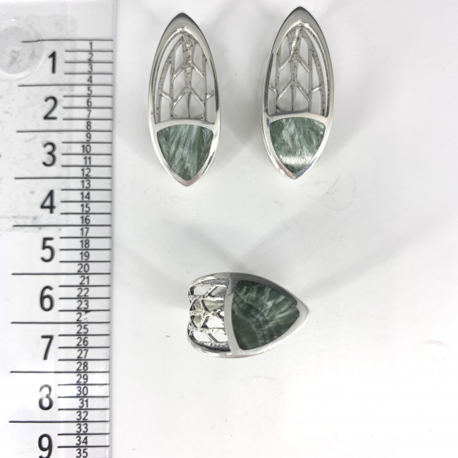 Серьги с10095 (9.84 г), серебро, зеленый, клинохлор купить в интернет-магазине Циркон С