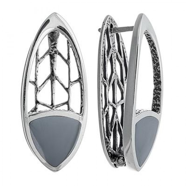 Серьги с10095 (9.73 г), серебро, стальной, гематит (имит) купить в интернет-магазине Циркон С