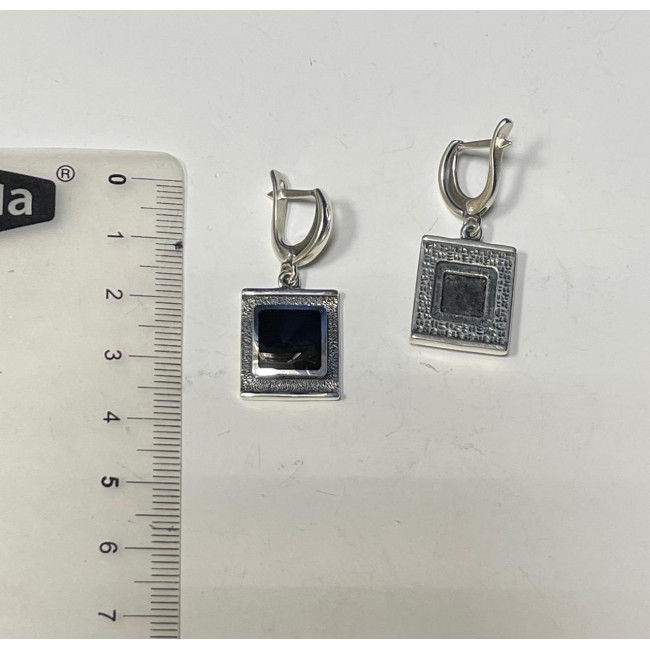 Серьги с10097 (10.10 г), серебро, черный, обсидиан (имит) купить в интернет-магазине Циркон С