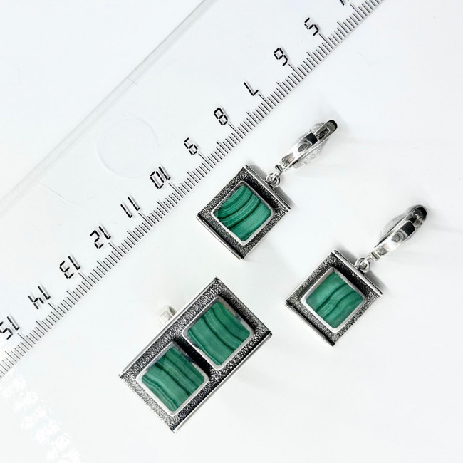 Кольцо к10097 (9.57 г), серебро, зеленый, малахит купить в интернет-магазине Циркон С
