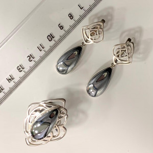 Серьги с10098 (10.93 г), серебро,  Стальной Гематит (Имит) купить в интернет-магазине Циркон С