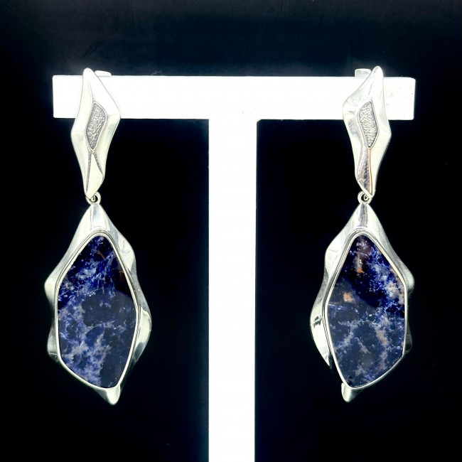Серьги с10100 (11.99 г), серебро, синий, содалит купить в интернет-магазине Циркон С