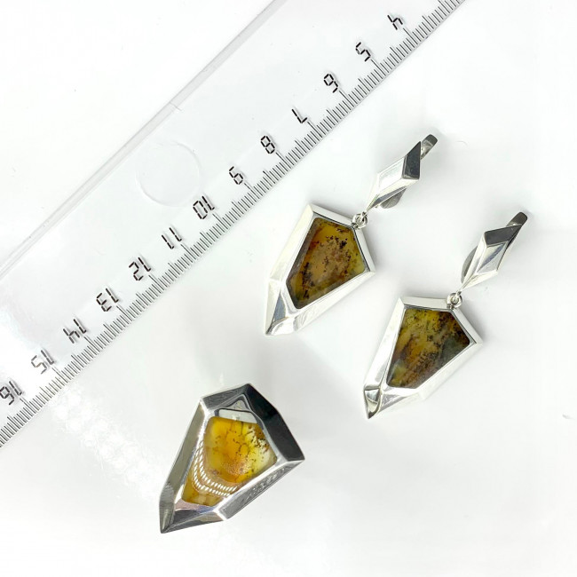 Серьги с10101 (13.29 г), серебро, рыжий, агат моховой купить в интернет-магазине Циркон С