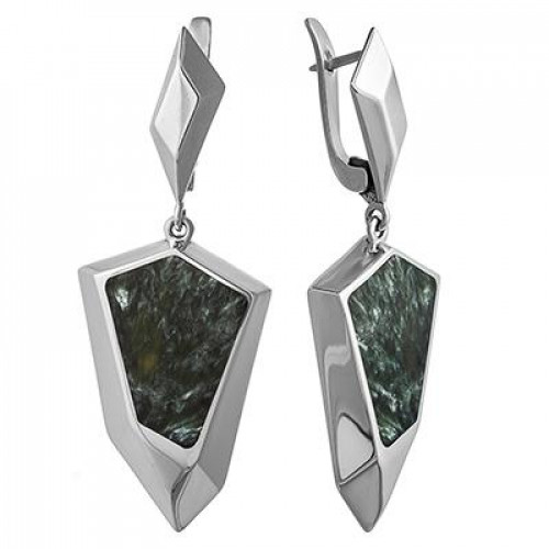 Серьги с10101 (13.87 г), серебро,  Зеленый Клинохлор купить в интернет-магазине Циркон С