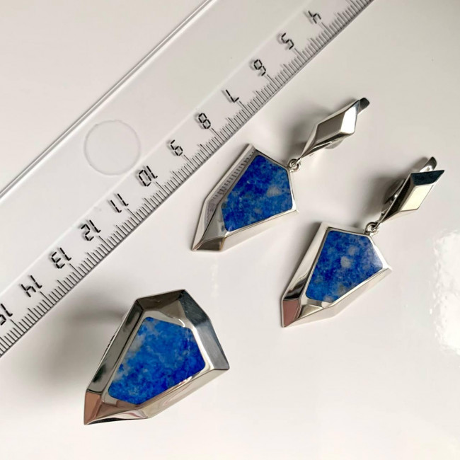 Серьги с10101 (13.97 г), серебро, синий, лазурит купить в интернет-магазине Циркон С