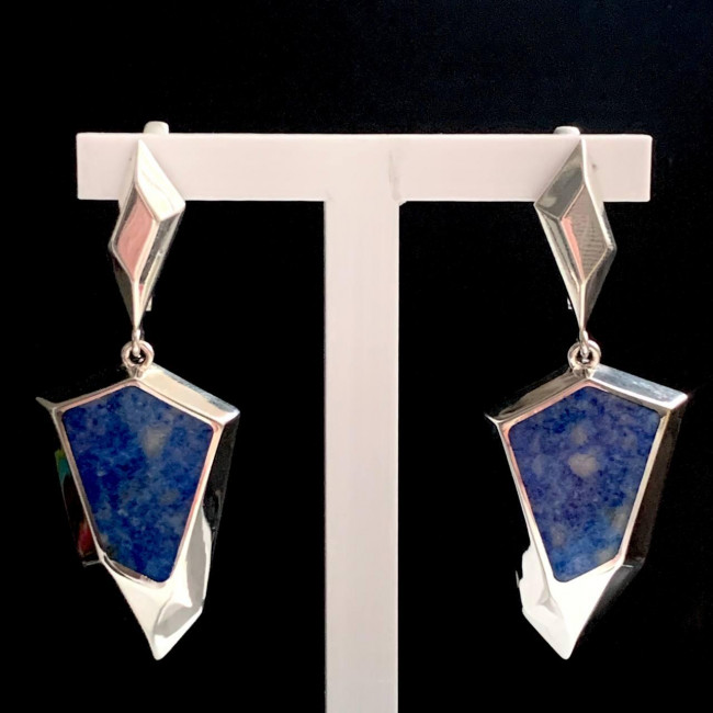 Серьги с10101 (13.97 г), серебро, синий, лазурит купить в интернет-магазине Циркон С