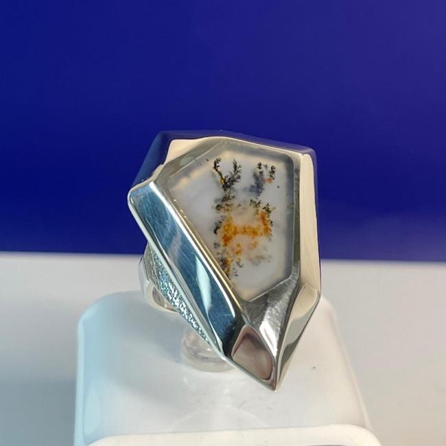 Кольцо к10101 (10.16 г), серебро, агат моховой купить в интернет-магазине Циркон С