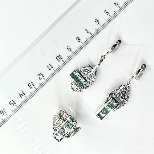 Серьги с10103 (9.92 г), серебро,  Зеленый Празиолит купить в интернет-магазине Циркон С