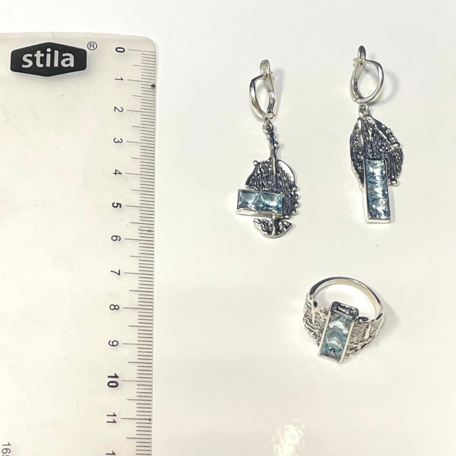 Кольцо к10103 (7.00 г), серебро, голубой, топаз скай купить в интернет-магазине Циркон С
