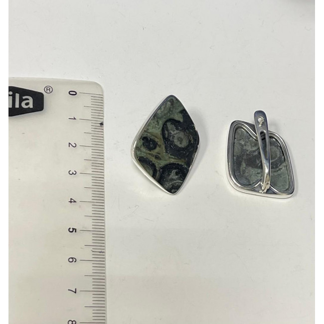 Серьги с10106 (13.91 г), серебро, зеленый, улексит купить в интернет-магазине Циркон С