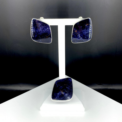 Серьги с10106 (13.87 г), серебро,  Синий Содалит купить в интернет-магазине Циркон С