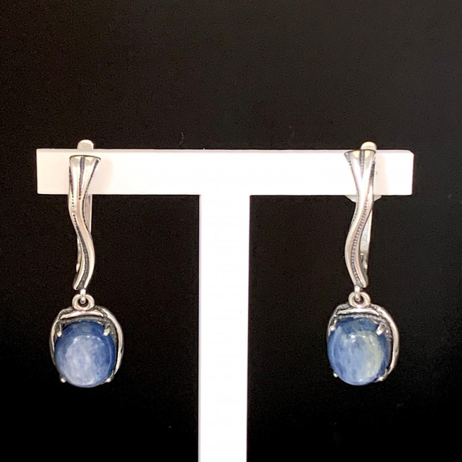 Серебряные серьги Циркон с10109, синий, кианит Серьги с10109 (10.32 г), серебро, синий, кианит купить в интернет-магазине Циркон С