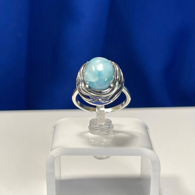 Кольцо к10109 (4.92 г), серебро, голубой, ларимар купить в интернет-магазине Циркон С