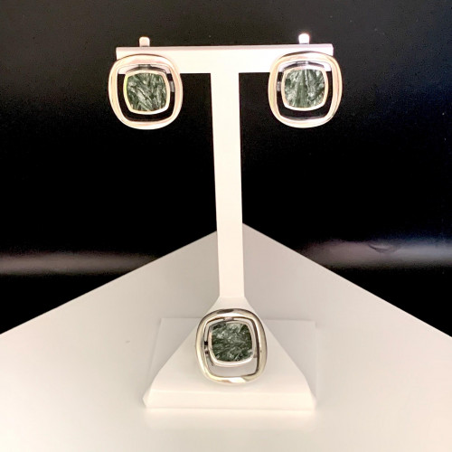 Серьги с10118 (9.98 г), серебро,  Зеленый Клинохлор купить в интернет-магазине Циркон С