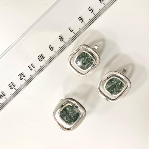Серьги с10118 (9.98 г), серебро,  Зеленый Клинохлор купить в интернет-магазине Циркон С
