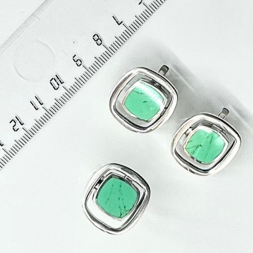 Серьги с10118 (9.89 г), серебро,  Зеленый Бирюза (Имит) купить в интернет-магазине Циркон С