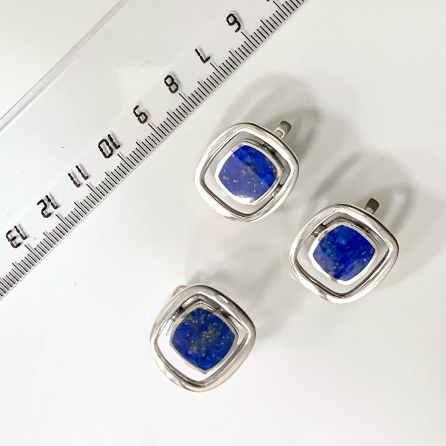 Серьги с10118 (10.75 г), серебро, синий, лазурит купить в интернет-магазине Циркон С