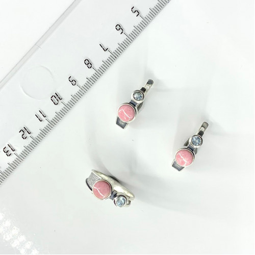 Серьги с10128 (5.33 г), серебро,  Голубой, Розовый Топаз Скай, Тулит купить в интернет-магазине Циркон С