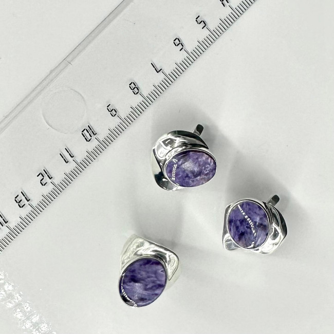 Серьги с10136 (8.94 г), серебро, фиолетовый, чароит купить в интернет-магазине Циркон С