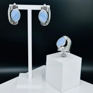 Серьги с10137 (12.90 г), серебро,  Голубой Агат купить в интернет-магазине Циркон С
