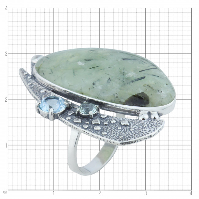 Кольцо к10139 (14.62 г), серебро, зеленый, голубой, празиолит, пренит, топаз скай купить в интернет-магазине Циркон С