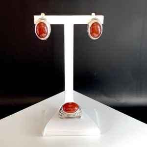 Серьги с10140 (8.99 г), серебро,  Коричневый Сердолик купить в интернет-магазине Циркон С