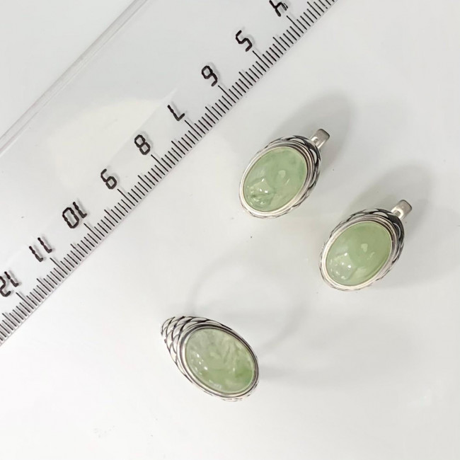 Серьги с10140 (9.50 г), серебро, зеленый, гидрогроссуляр купить в интернет-магазине Циркон С