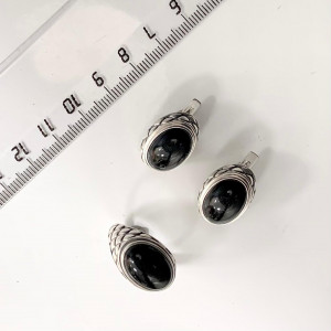 Серьги с10140 (8.99 г), серебро,  Черный Обсидиан (Имит) купить в интернет-магазине Циркон С
