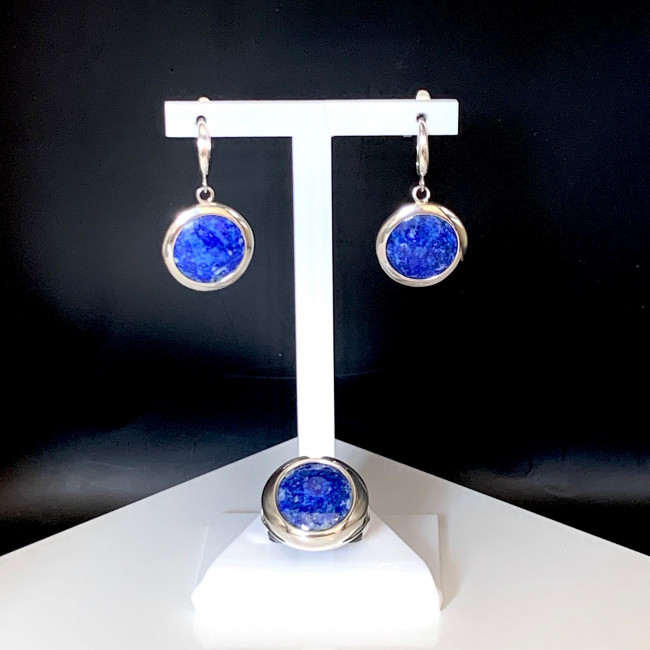 Серьги с10144 (7.00 г), серебро, синий, лазурит купить в интернет-магазине Циркон С
