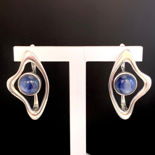 Серьги с10150 (12.70 г), серебро, синий, кианит купить в интернет-магазине Циркон С