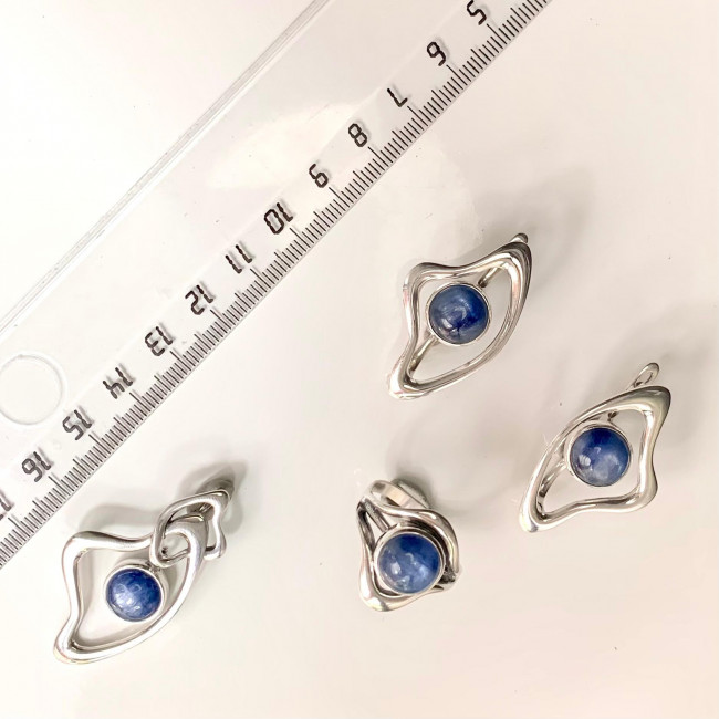 Серьги с10150 (12.70 г), серебро, синий, кианит купить в интернет-магазине Циркон С