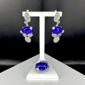 Серьги с10155 (14.81 г), серебро,  Синий Лазурит купить в интернет-магазине Циркон С