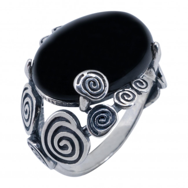 Серебряное кольцо Циркон к10155, черный, агат Кольцо к10155 (6.29 г), серебро, черный, агат купить в интернет-магазине Циркон С