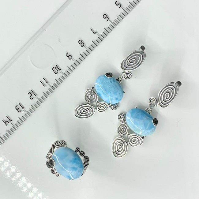 Серебряное кольцо Циркон к10155, голубой, ларимар Кольцо к10155 (6.39 г), серебро, голубой, ларимар купить в интернет-магазине Циркон С