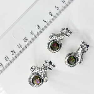 Серьги с10156 (15.89 г), серебро,  Зелено-розовый Кварц Мистик купить в интернет-магазине Циркон С