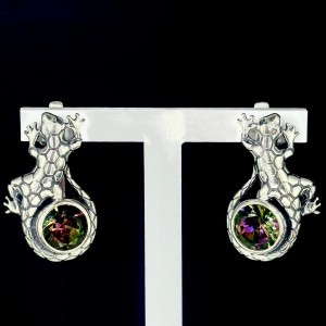 Серьги с10156 (15.89 г), серебро,  Зелено-розовый Кварц Мистик купить в интернет-магазине Циркон С