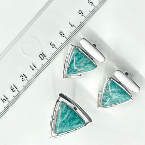 Серьги с10157 (13.32 г), серебро,  Зеленый, Белый Амазонит, Кахолонг (Имит) купить в интернет-магазине Циркон С