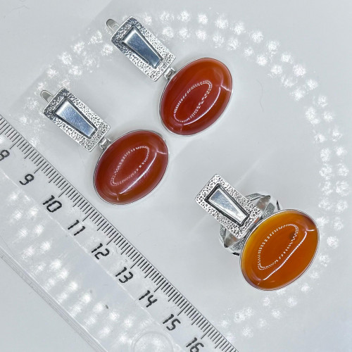 Серьги с10160 (16.87 г), серебро,  Коричневый Сердолик купить в интернет-магазине Циркон С