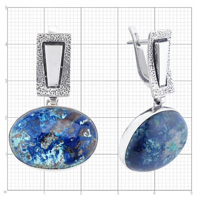Серьги с10160 (18.72 г), серебро, синий, хризоколла купить в интернет-магазине Циркон С