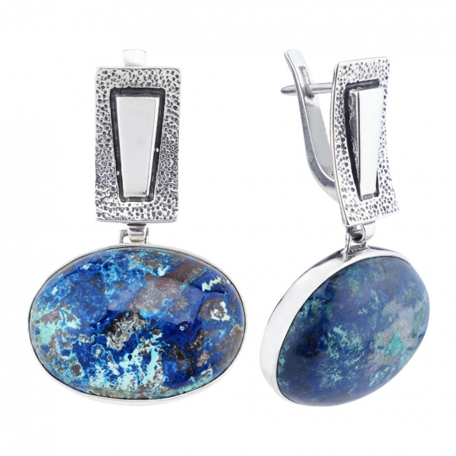 Серьги с10160 (18.72 г), серебро, синий, хризоколла купить в интернет-магазине Циркон С